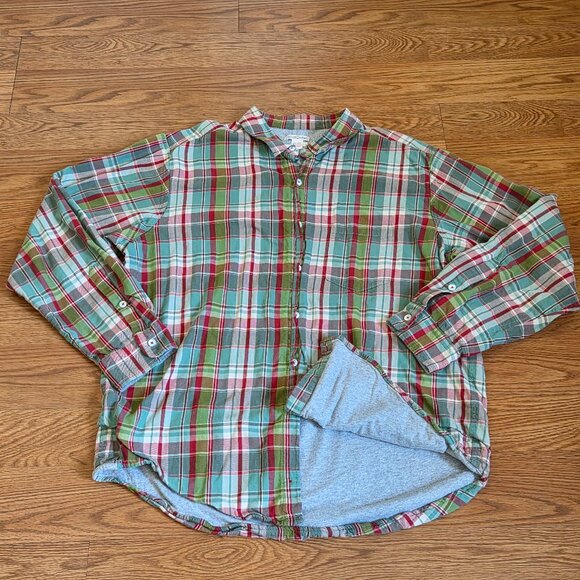 Carbon 2 Cobalt Shirt Large Multi Color Plaid Flannel Shacket Button Up Cotton - Picture 1 of 11
